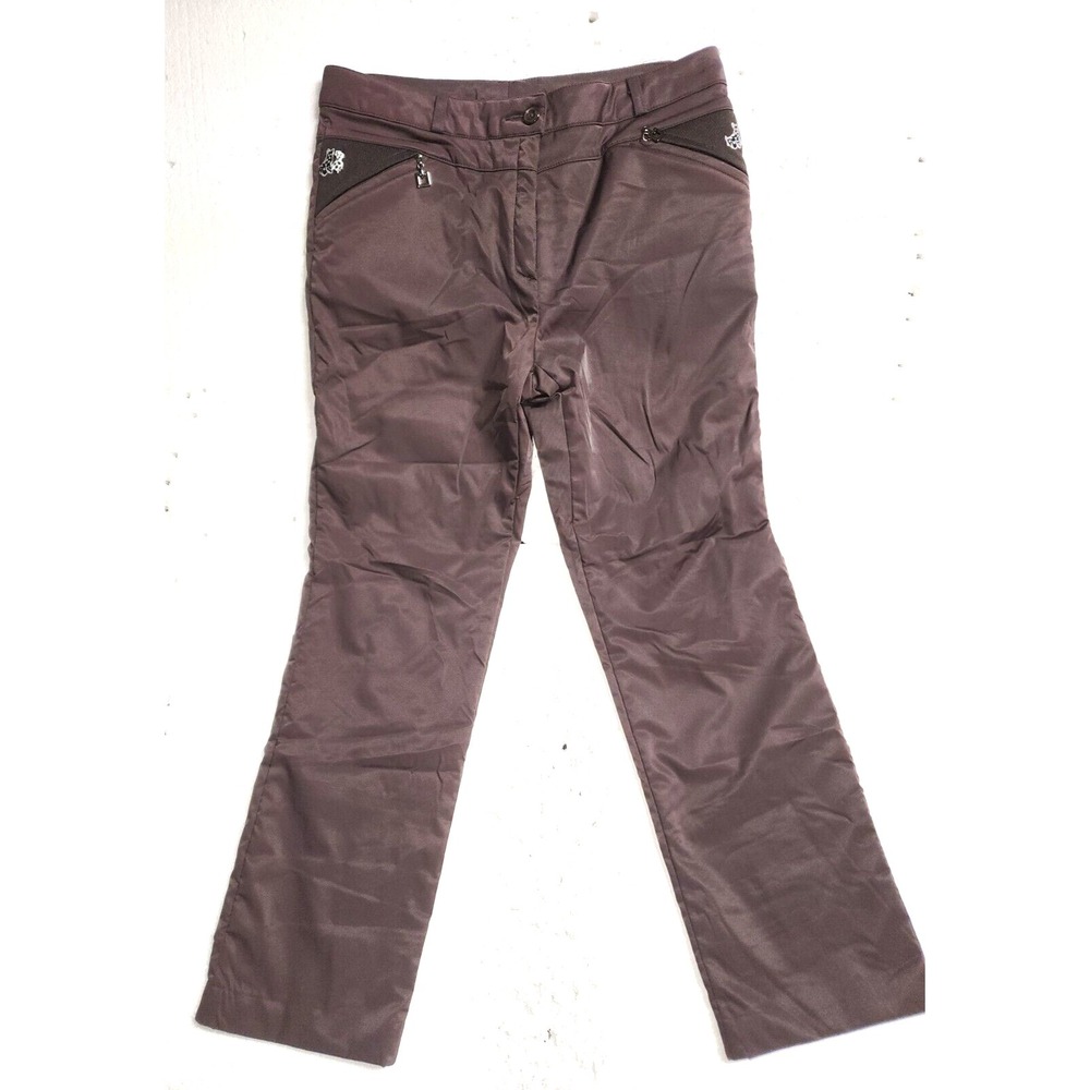 Pomina Pants Women Brown Golf Cotton Zip Pockets Casual Unknown Size
